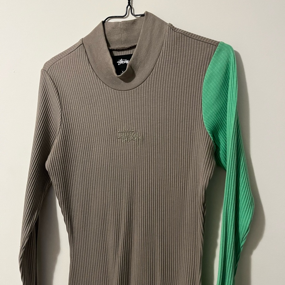Stussy Taupe and Green Long Sleeve Dress - Picture 7 of 8